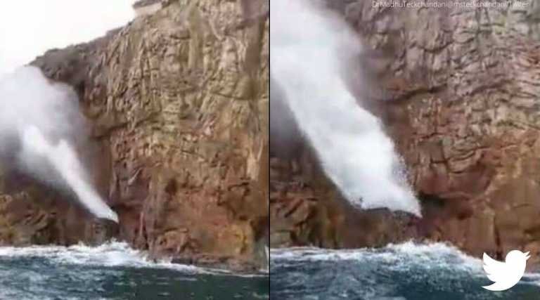 ‘Nature is amazing’: Watch the jet of water from Maharashtra’s Nivati Rocks – Travel India Alone